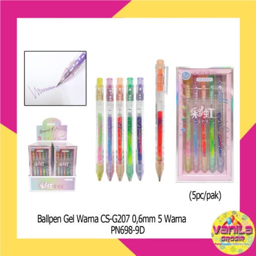 (1Pak Isi 5Warna) Ballpen Gel Warna