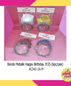 (1Pak Isi 6Pcs) Bando Metalik Happy Birthday