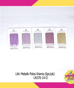 (1Pak Isi 6Pcs) Lilin Panjang Metalik 1 Warna
