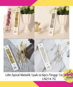(1Pak Isi 6Pcs) Lilin Spiral Metalik
