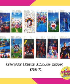 (1Pak isi 10Pcs) Plastik ultah karakter Cewek & Cowok uk L