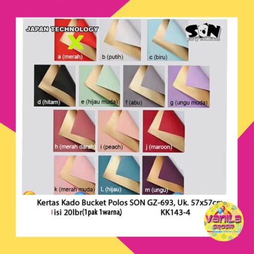 (1Pak isi 20pcs) Kertas Kado Buket Polos 2 warna