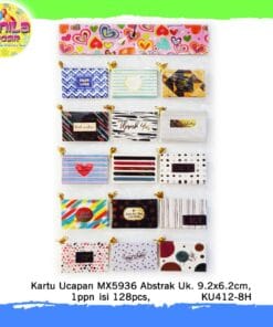 (1Papan isi 128Pcs) Kartu ucapan motif Garis Vintage