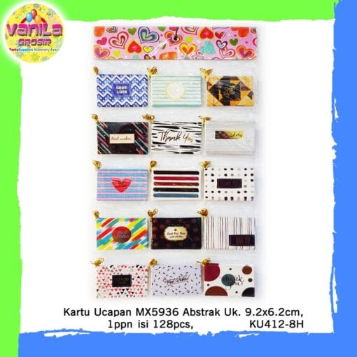 (1Papan isi 128Pcs) Kartu ucapan motif Garis Vintage