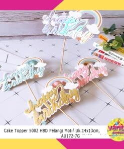 (1Pcs) Cake Topper HBD pelangi