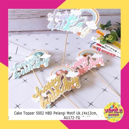 (1Pcs) Cake Topper HBD pelangi