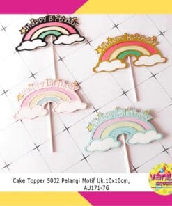 (1Pcs) Cake Topper Happy Birthday Motif Pelangi