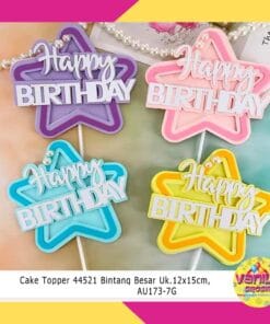 (1Pcs) Cake topper Hbd Motif Bintang
