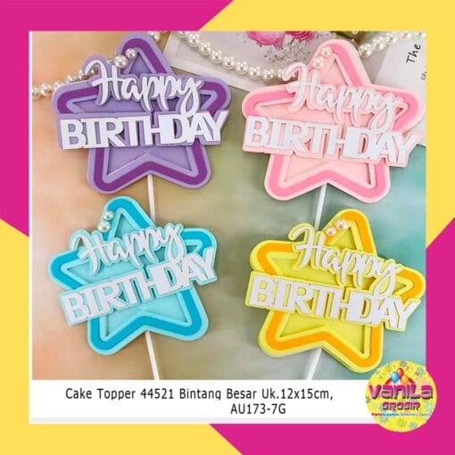 (1Pcs) Cake topper Hbd Motif Bintang