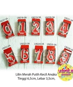 (1Pcs) Lilin Angka 0-9 Merah Putih
