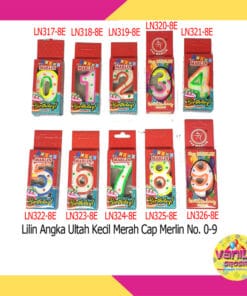 (1Pcs) Lilin Angka Cap Marlin Merah Putih