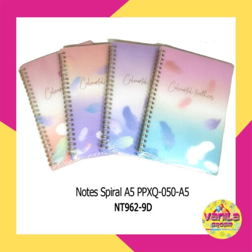 (1Pcs) Notebook A5 spiral Colourful Feathers