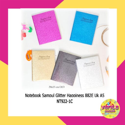 (1Pcs) Notes Sampul Gliter Happiness Uk A5