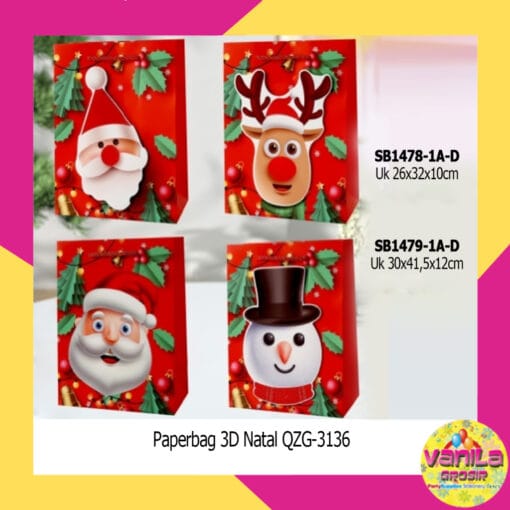 (1Pcs) Paperbag 3d Natal Uk 30x41