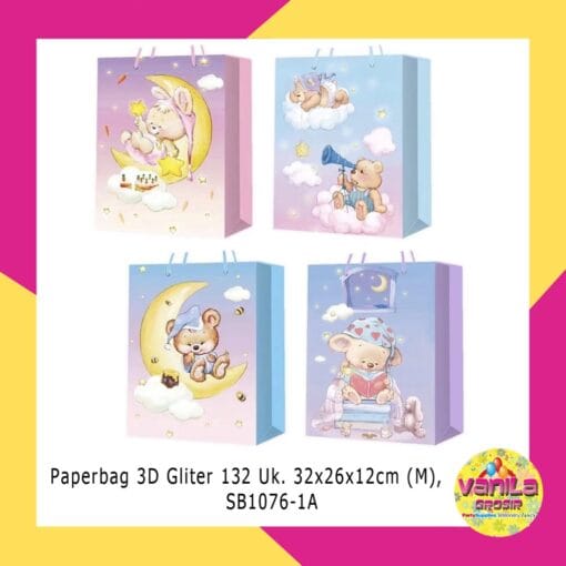 (1Pcs) Paperbag Glitter Motif Lucu (M)