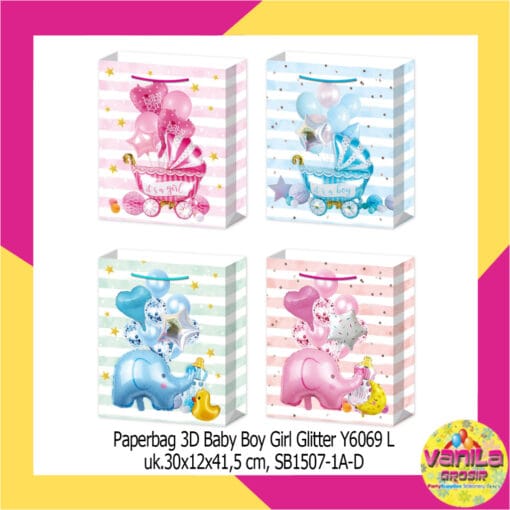(1Pcs) Paperbag Motif 3D Uk 30x12x41
