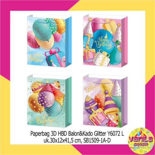 (1Pcs) Paperbag Motif 3D Uk 30x12x41,5cm, tas kado, tas ulang tahun, hampers bag ulang tahun, gift bag ulang tahun - Gambar 7