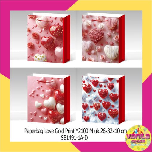 (1Pcs) Paperbag Motif Uk 26x10x32cm, paperbag gold print, paperbag ulang tahun, paperbag gradasi, tas kado hampers - Gambar 6