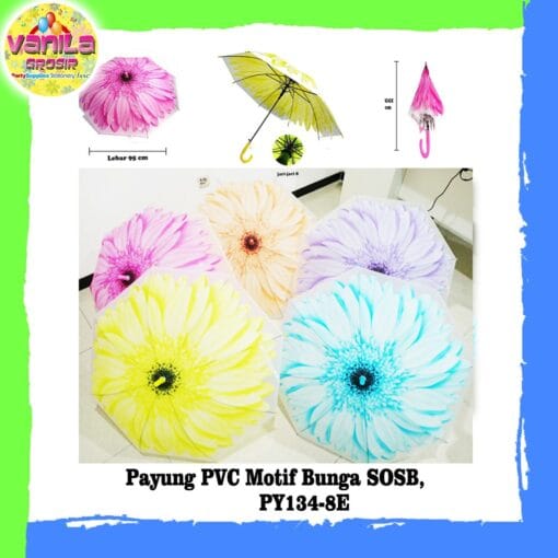 (1Pcs) Payung PVC Motif BUNGA