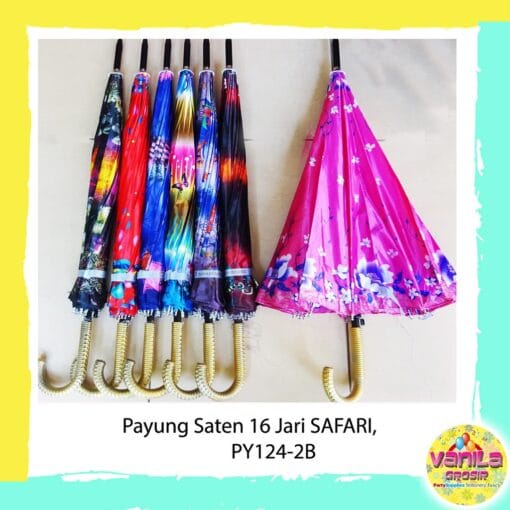 (1Pcs) Payung Saten 16 jari Safari