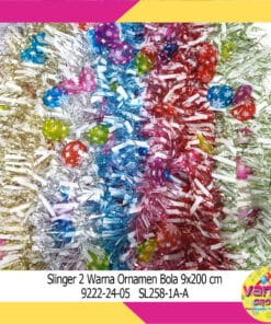 (1Pcs) Slinger 2 warna ornamen Bola Natal UK 9CM X 2M
