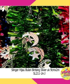 (1Pcs) Slinger Hijau Bulan Bintang Silver