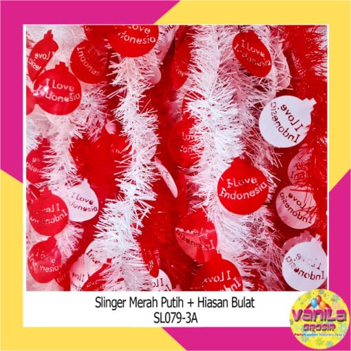 (1Pcs) Slinger Merah Putih + hiasan bulat
