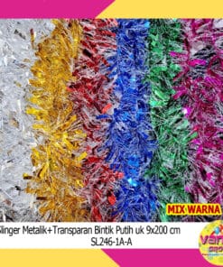 (1Pcs) Slinger Metalik Polos + Transparan Bintik Putih Uk 9cmX2m