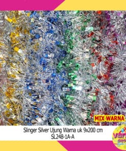 (1Pcs) Slinger Silver Ujung Warna Uk 9cmX2m