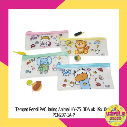 (1Pcs) Tempat Pensil PVC Jaring Sanrio Unicorn Animal