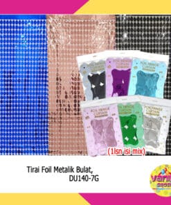 (1Pcs) Tirai Foil Metalik Bulat