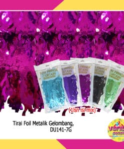 (1Pcs) Tirai Foil Metalik Gelombang