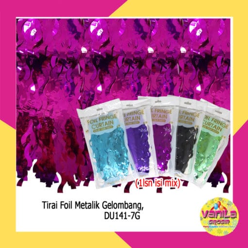 (1Pcs) Tirai Foil Metalik Gelombang