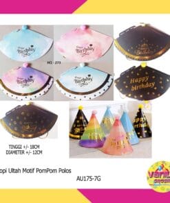 (1Pcs) Topi Kerucut Motif Pompom Polos
