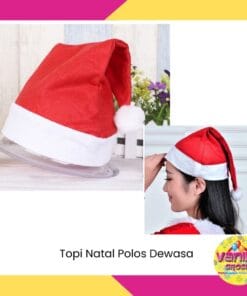 (1Pcs) Topi Natal Polos Dewasa