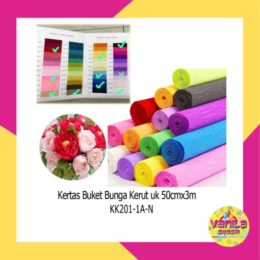 1Roll Kertas Buket Bunga Kerut Uk 50cmX3m