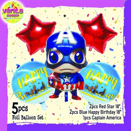 (1Set) Balon foil set Capt Amerika