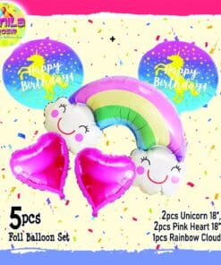 (1Set) Balon foil set HBD motif (Pelangi smile)