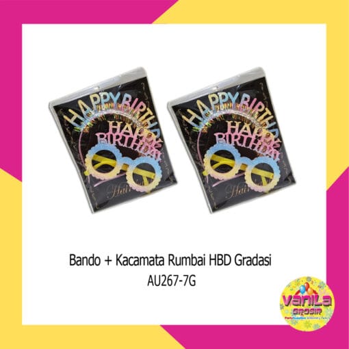 (1Set) Bando + Kacamata Rumbai HBD Gradasi