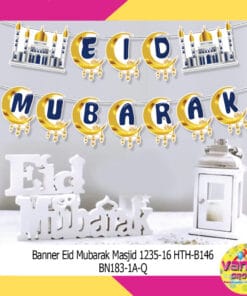 (1Set) Banner Eid Mubarak Masjid Putih