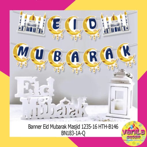 (1Set) Banner Eid Mubarak Masjid Putih