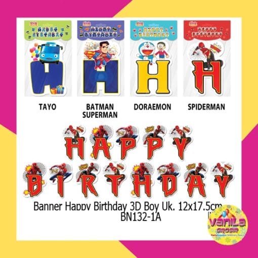 (1Set) Banner Happy Birthday karakter BOY