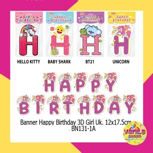 (1Set) Banner Happy Birthday karakter GIRL