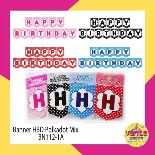 (1Set) Banner Happy Birthday segilima Polkadot