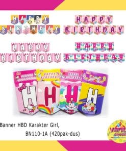 (1Set) Banner Happy Birthday segilima karakter GIRL