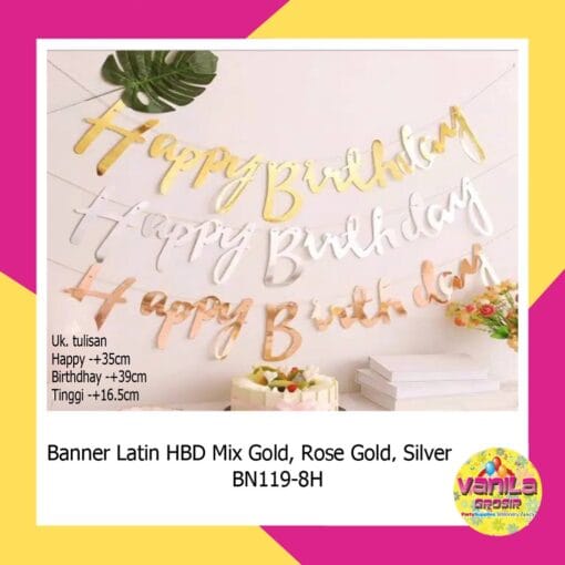 (1Set) Banner Latin Tulisan Happy Birthday Sambung