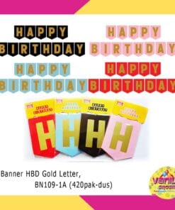 (1Set) Banner Segilima Tulisan HBD GOLD