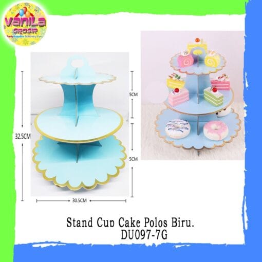(1Set) Cupcake stand Polos warna Biru