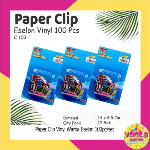 (1Set Isi 100pcs) Paper Clip Warna Vinyl C103