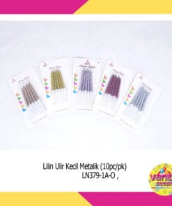(1Set Isi 10Pcs) Lilin Ulir Kecil Metalik 1 Warna